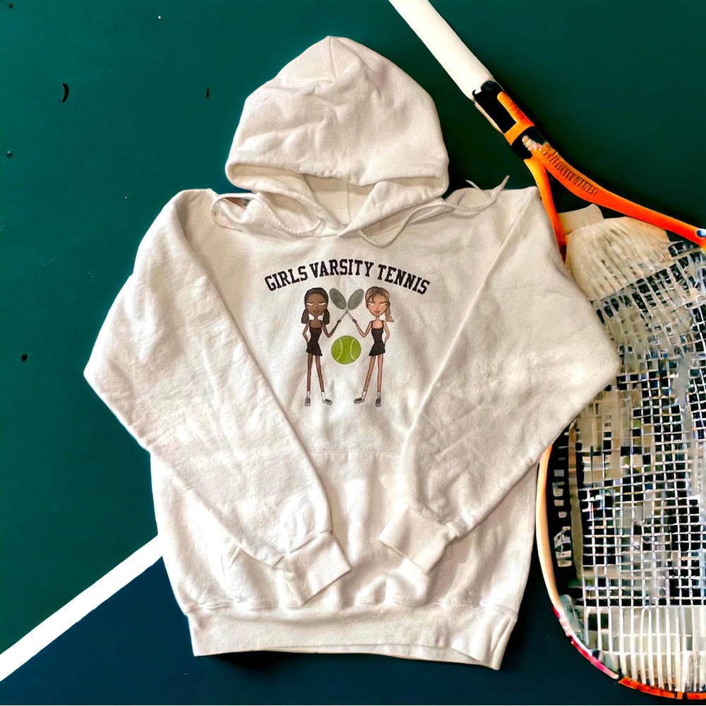 White hoodie with original design